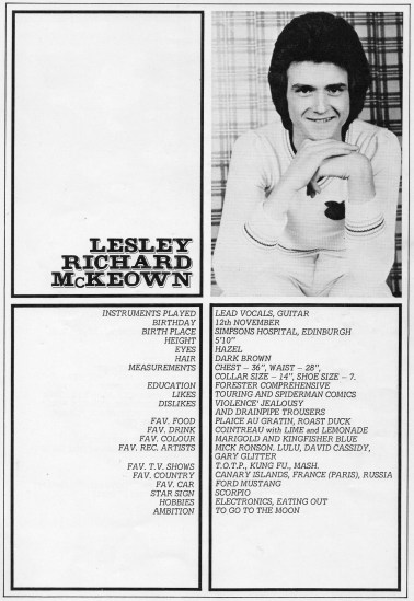 Lesley's bio from the Rollin' tour programme